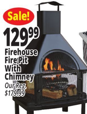 Ocean State Job Lot Firehouse fire pit with chimney offer