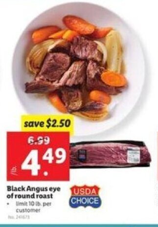 Lidl Black Angus eye of round roast offer