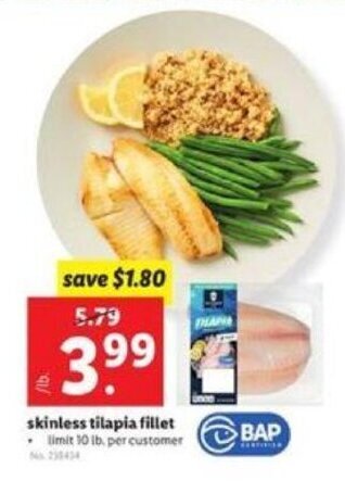 Lidl Skinless tilapia fillet offer