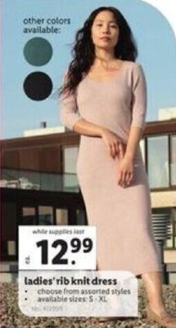 Lidl ladies' rib knit dress offer