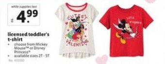 Lidl Licensed toddler's t-shirt offer