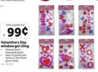 Lidl Valentine's Day window gel cling offer