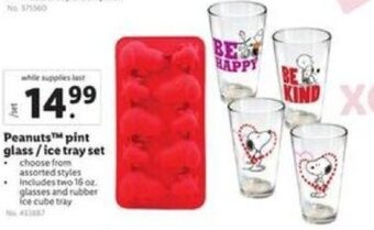 Lidl Peanuts pint glass / ice tray set offer