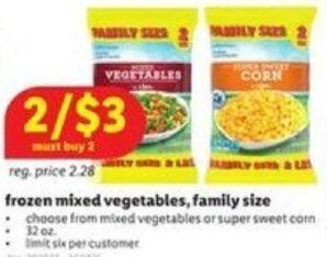 Lidl frozen mixed vegetables, family size offer