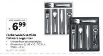 Lidl Farberware 5 Section flatware organizer offer