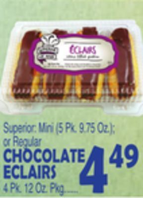 Bravo Supermarkets Chocolate eclairs, 4 pk. 12 oz. pkg offer