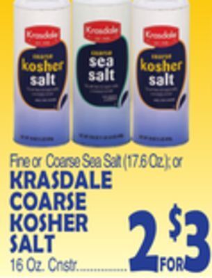 Bravo Supermarkets Krasdale coarse kosher salt 16 oz. cnstr offer