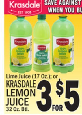 C Town Krasdale lemon juice 32 oz. btl offer