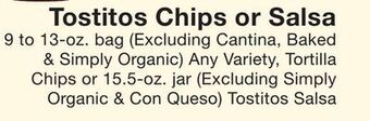 Fairway Store Market Tostitos chips or salsa offer