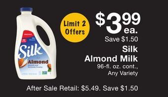 Fairway Store Market Silk almond milk offer