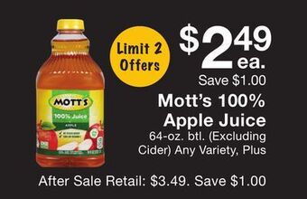Fairway Store Market Mott's 100% apple juice offer