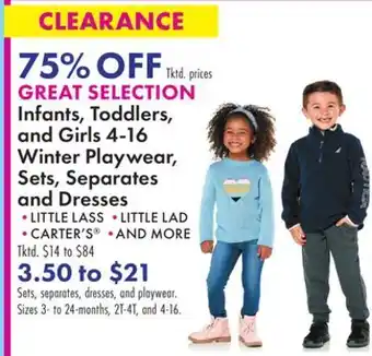 Boscov's Great selection infants, toddlers, and girls 4-16 winter playwear, sets, separates and dresses offer