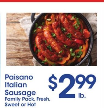 Price Rite Paisano italian sausage offer