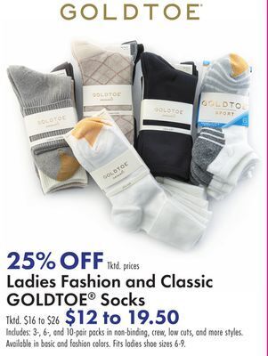 Boscov's Ladies fashion and classic goldtoe® socks offer