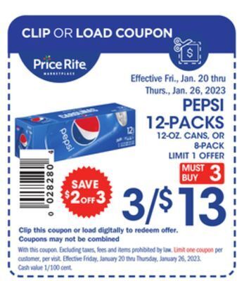 Price Rite Pepsi 12-packs offer