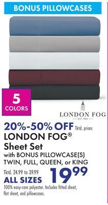 Boscov's London fog® sheet set offer
