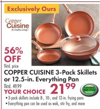 Boscov's Copper cuisine 3-pack skillets or 12.5-in. everything pan offer