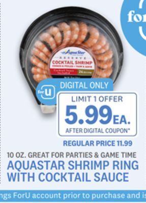Kings Food Markets Aquastar shrimp ring with cocktail sauce offer