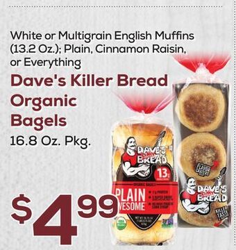 DeCicco & Sons Dave's killer bread organic bagels 16.8 oz. pkg. offer