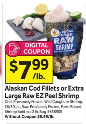 Stop&Shop Alaskan cod fillets or extra large raw ez peel shrimp offer