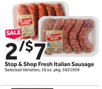 Stop&Shop Stop & shop fresh italian sausage offer