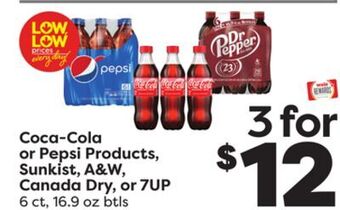 Weis Markets Coca-cola or pepsi products, sunkist, a & w, canada dry, or 7up offer