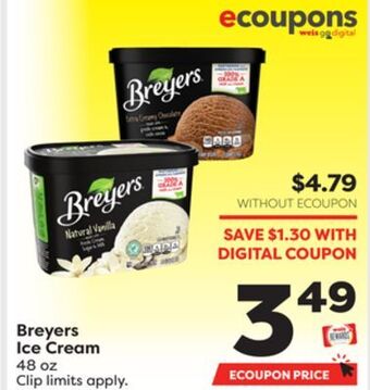 Weis Markets Breyers ice cream offer