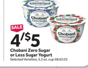Stop&Shop Chobani zero sugar or less sugar yogurt offer