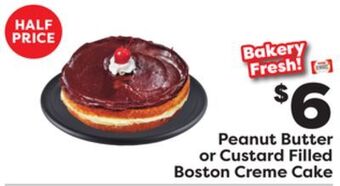 Weis Markets Peanut butter or custard filled boston creme cake offer