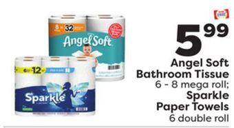 Weis Markets Angel soft bathroom tissue 6-8 mega roll sparkle paper towels 6 double roll offer