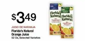 Jons International Florida's natural orange juice offer