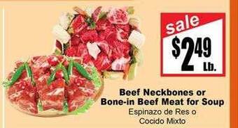 Rancho Markets Beef neckbones or bone-in beef meat for soup offer