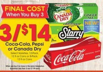 Kroger Coca-Cola, Pepsi or Canada Dry offer