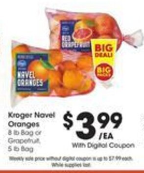 Kroger Kroger Navel Oranges offer