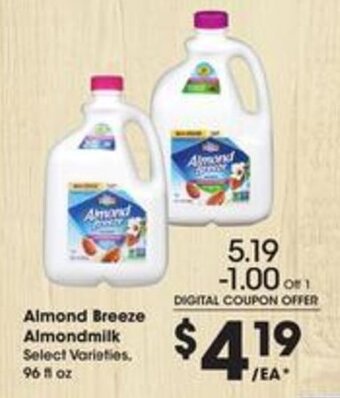 Kroger Almond Breeze Almondmilk 96 fl oz offer