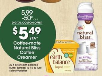 Kroger Coffee-mate Natural Bliss Coffee Creamer offer
