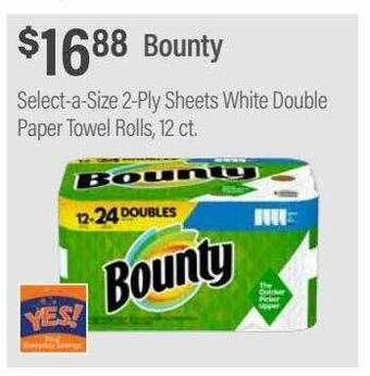 Commissary Bounty select-a-size 2-ply sheets white double paper towel rolls offer