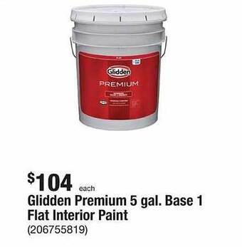 The Home Depot Glidden premium 5 gal. base 1 flat interior paint offer