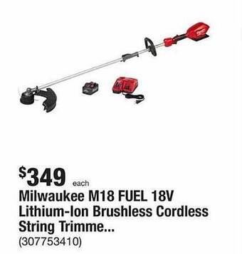 The Home Depot Milwaukee m18 fuel 18v lithium-ion brushless cordless string trimme offer