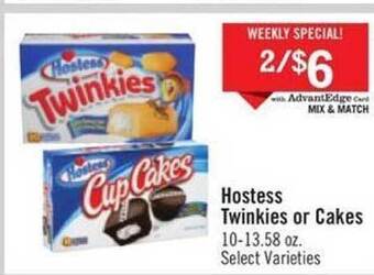 Price Chopper Hostess twinkies or cakes offer