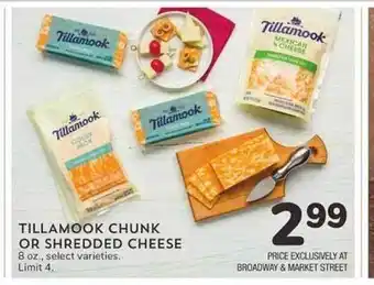 Albertsons Tillamook chunk or shredded cheese offer