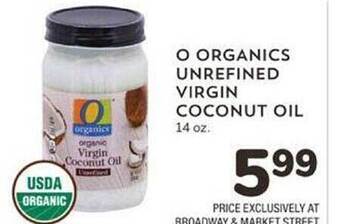 Albertsons O organics unrefined virgin coconut oil offer
