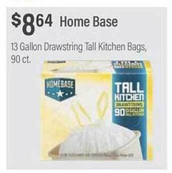 Commissary Home base 13 gallon drawstring tall kitchen bags offer
