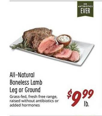 Sprouts Farmers Market All-natural boneless lamb leg or ground offer