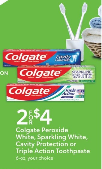 Publix Colgate Peroxide White, Sparkling White, Cavity Protection or Triple Action Toothpaste 6-oz offer