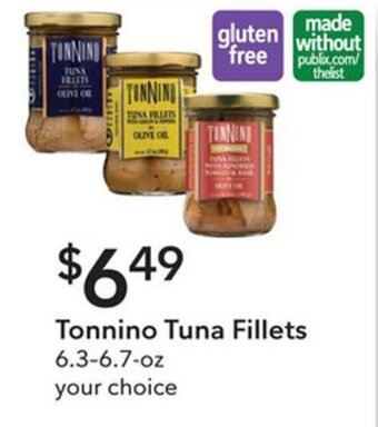 Publix Tonnino Tuna Fillets 6.3-6.7-oz offer