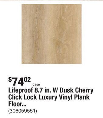 The Home Depot Lifeproof 8.7 in. w dusk cherry click lock luxury vinyl plank flooring (20.06 sq. ft./case) offer