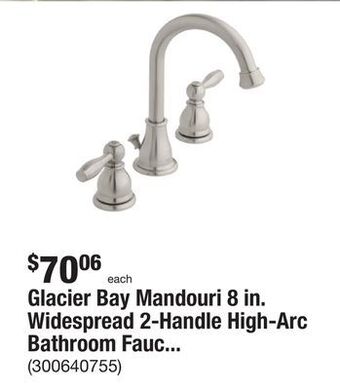 The Home Depot Glacier bay mandouri 8 in. widespread 2-handle high-arc bathroom faucet in brushed nickel offer