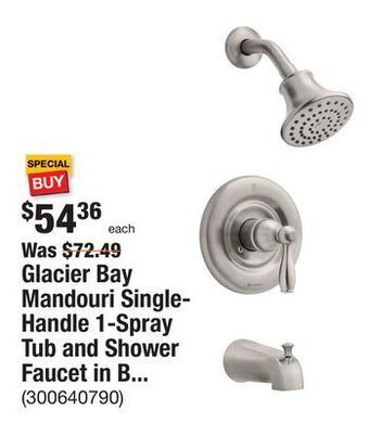 The Home Depot Glacier bay mandouri single-handle 1-spray tub and shower faucet in brushed nickel (valve included) offer