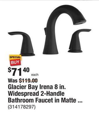 The Home Depot Glacier bay irena 8 in. widespread 2-handle bathroom faucet in matte black offer